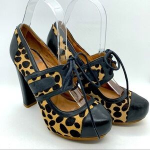 Topshop Leopard Print Calf Hair Leather Chunky Heel